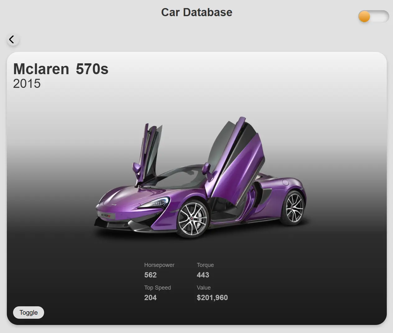 Car Database Website Screenshot