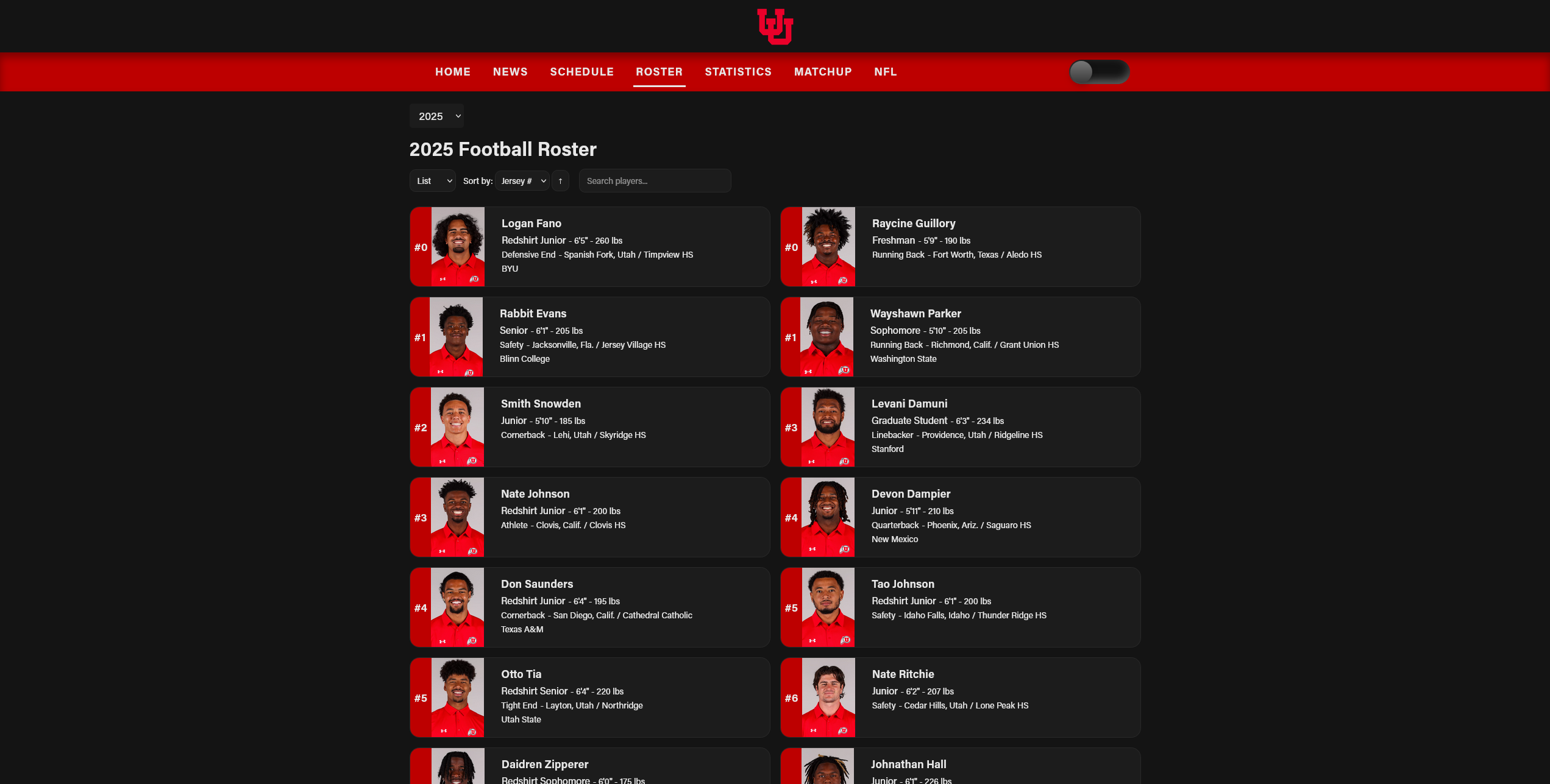 Roster Page